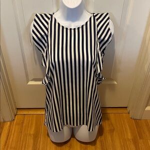 Juicy Couture Navy Blue and White Striped Blouse